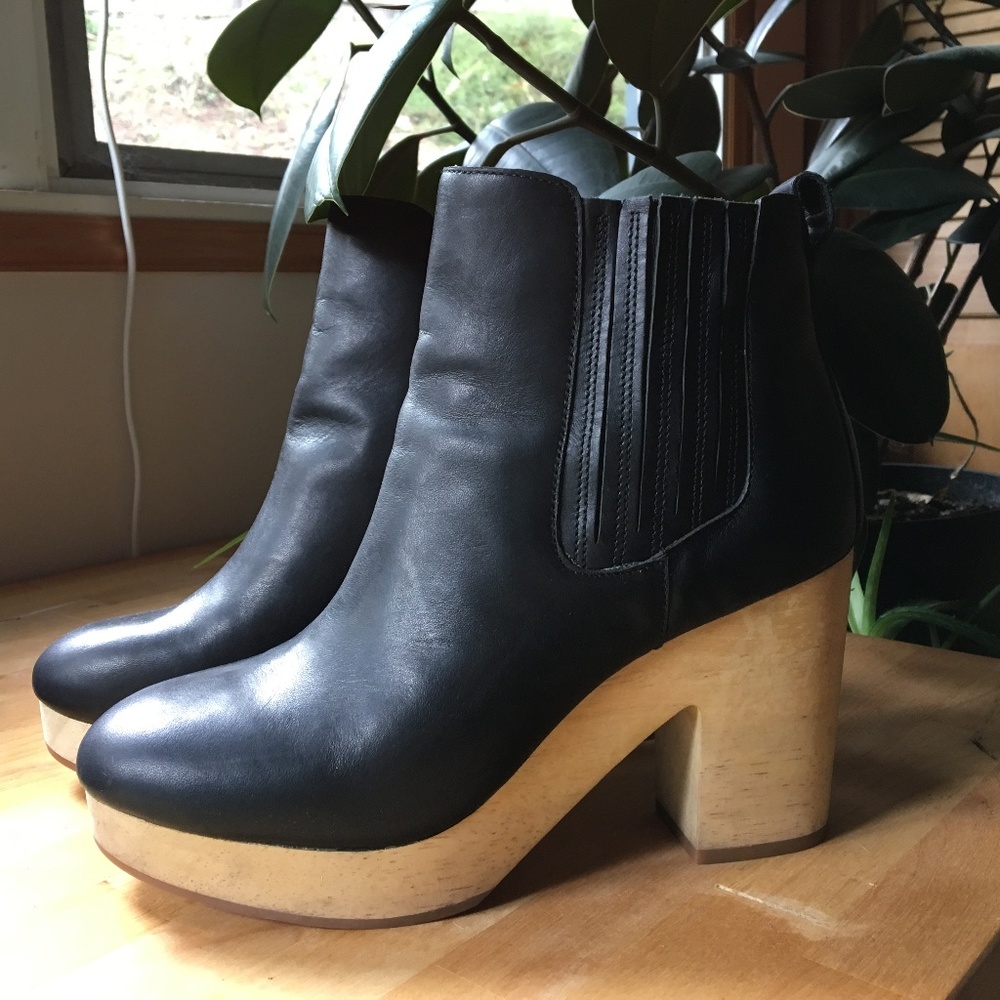 Madewell Marco Chelsea Boots Wood Platform Heels